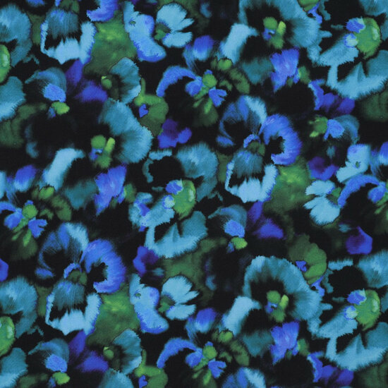 Viscose - Flowers - Blauw