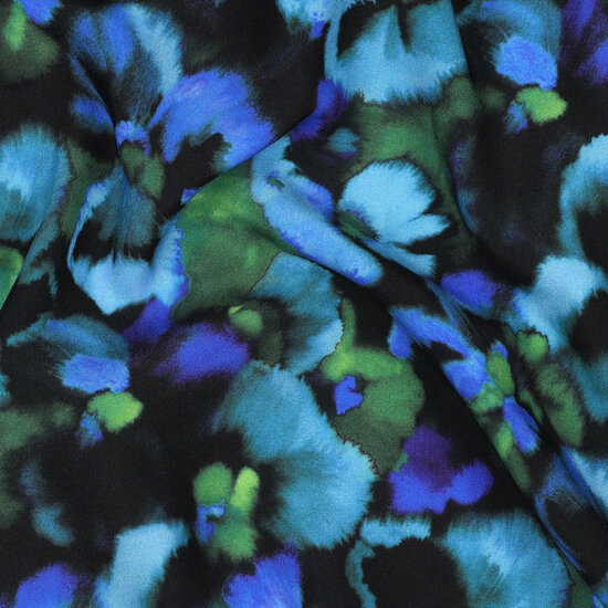 Viscose - Flowers - Blauw
