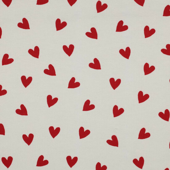Flanel - Hearts - Ecru