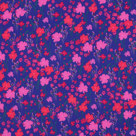Viscose - Flowers - Kobalt