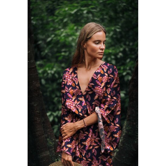 Viscose Stretch - Flowers - Navy