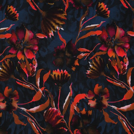 Jersey - Flowers - Navy