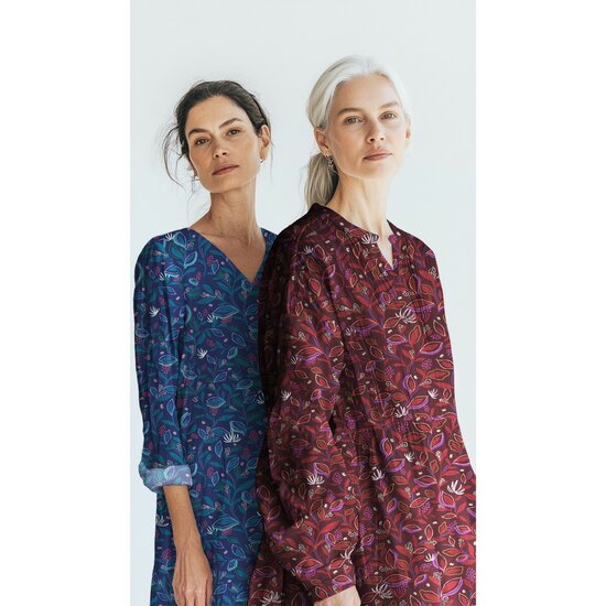 Poplin - Leaves - Bordeaux