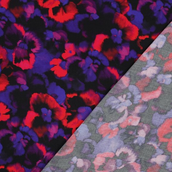 Viscose - Flowers - Paars