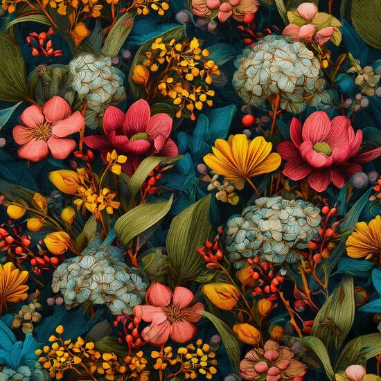 Sweat - Bloemen Boeket - Petrol