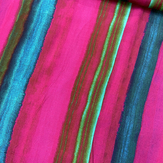 Viscose Crepe - Stripes - Fuchsia