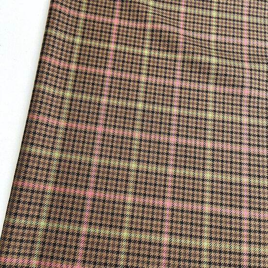 Gabardine Stretch - Carreaux - Bruin