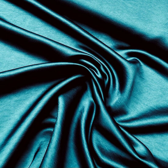 Viscose Satijn - Uni - Petrol