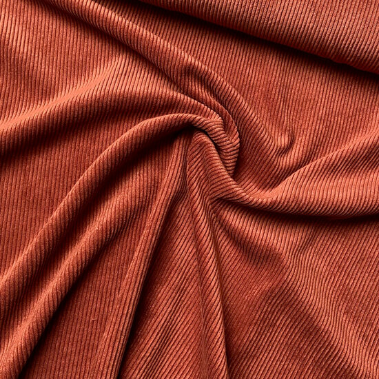 Ribfluweel Stretch - Uni - Terra