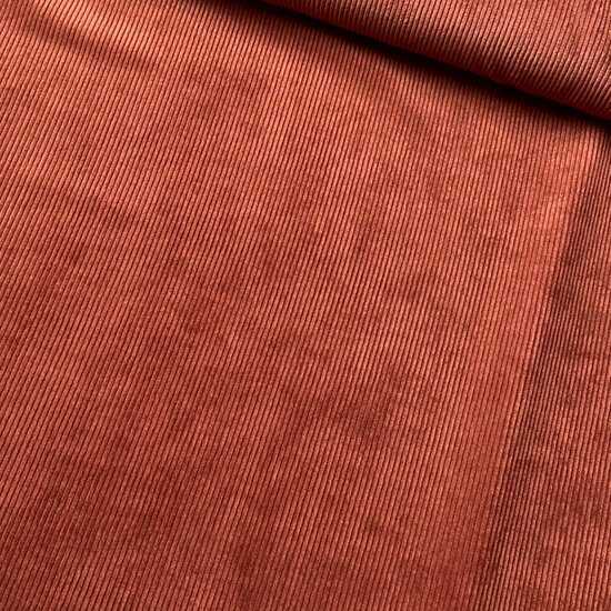 Ribfluweel Stretch - Uni - Terra