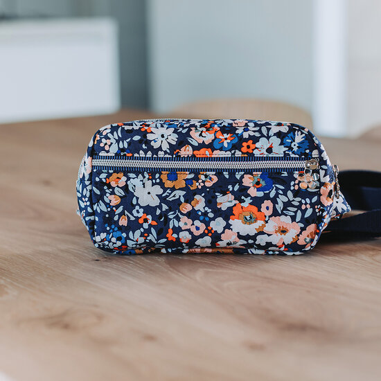 Canvas Gabardine Twill - Flower Joy - Oceana Blauw