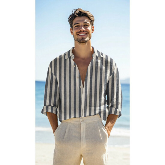 Viscose Linnen - Yarn Dyed Stripes - Navy