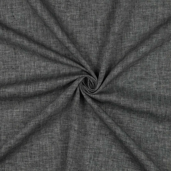 Linnen Katoen - Herringbone - Zwart