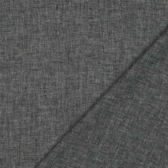 Linnen Katoen - Herringbone - Zwart