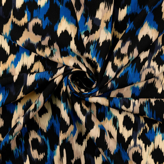 Viscose - Animalskin - Blauw-Beige-Zwart