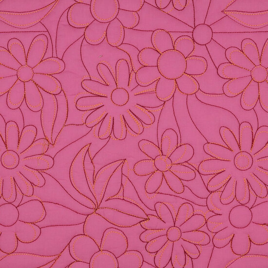 Katoen Quilted - Flower - Roze
