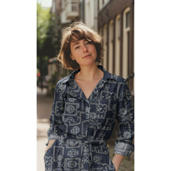 Jeans - Embroidery Flowers Sequins - Donkerblauw