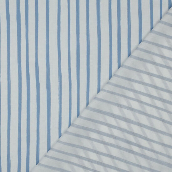 Poplin - Stripes - Wit-Blauw