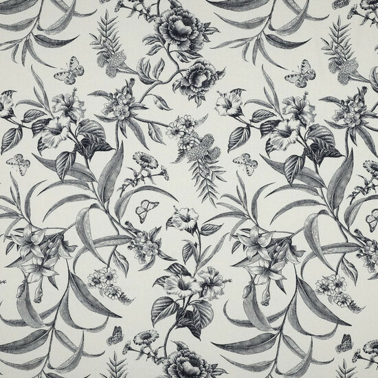 Viscose Linnen - Navy Flowers - Ecru