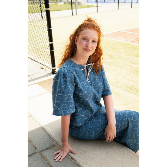 Jacquard Jeans - Flowers - Indigo