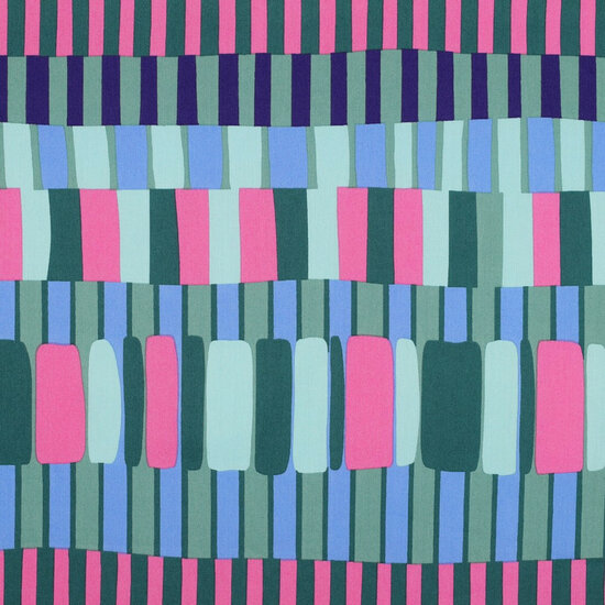 Katoen Viscose - Blocks - Groen-Roze-Blauw