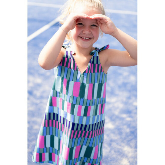 Katoen Viscose - Blocks - Groen-Roze-Blauw