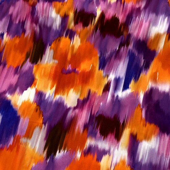Viscose Crepe - Flowerfield in a Rush - Paars-Oranje