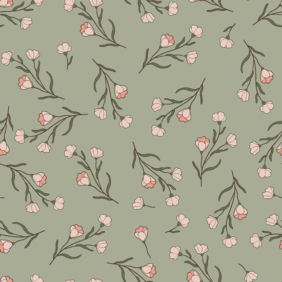 Jersey - Flowers - Oudgroen