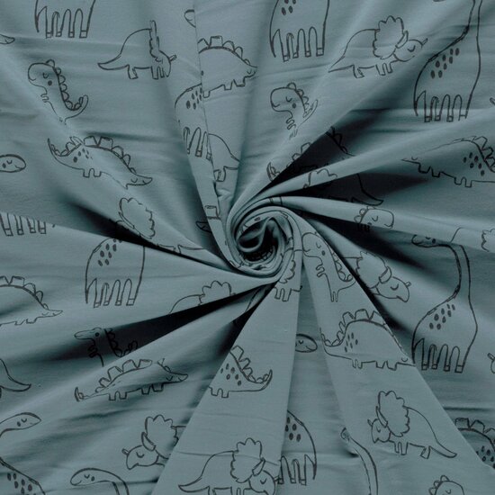 French Terry - Dino - Grijsblauw