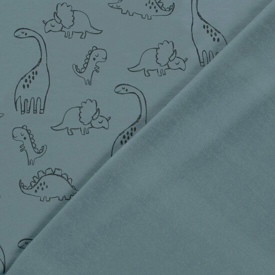 French Terry - Dino - Grijsblauw