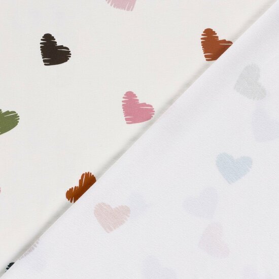 French Terry - Harten - Gebroken Wit