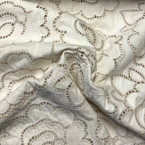 Jeans - Geborduurde Bloemen - Ecru