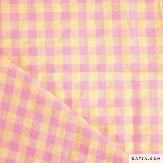 Seersucker - Vichy - Yellow-Pink