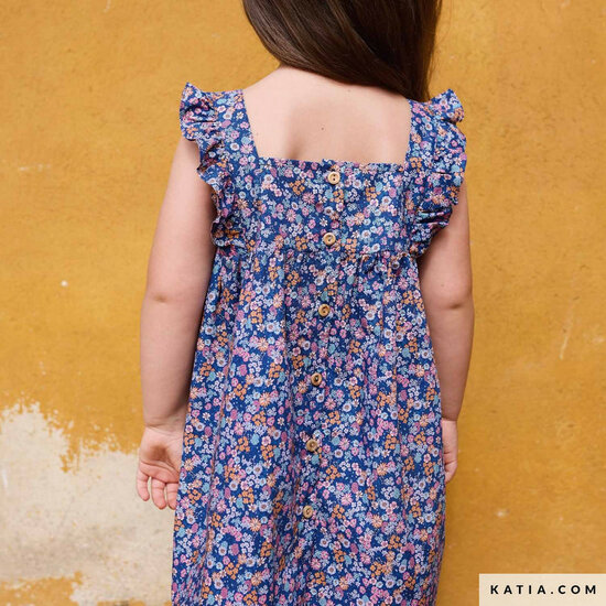 Poplin - Ecuatorian Flowers - Blauw