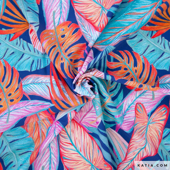 Lycra - Tortoise Leaves - Marine