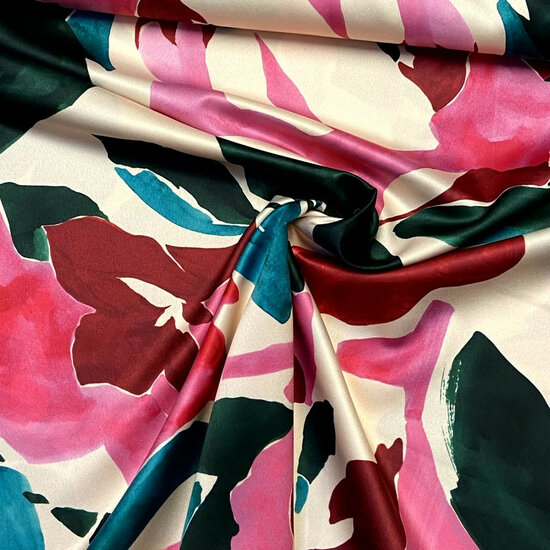 Satijn - Bright Flowers - Blush