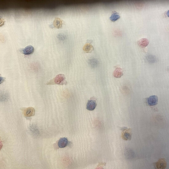 Voile - Pop Up Flowers - Ecru