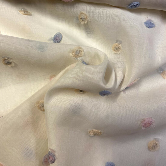 Voile - Pop Up Flowers - Ecru