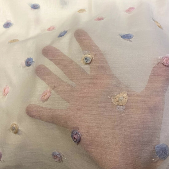 Voile - Pop Up Flowers - Ecru