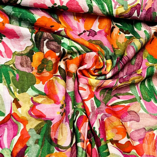 Viscose Crepe - Flowers - Multicolor