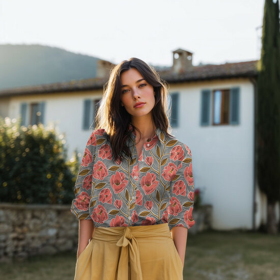 Katoen Voile - Flowers - Wit