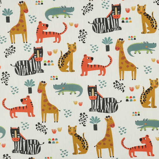 Poplin - Safari Animals - Ecru