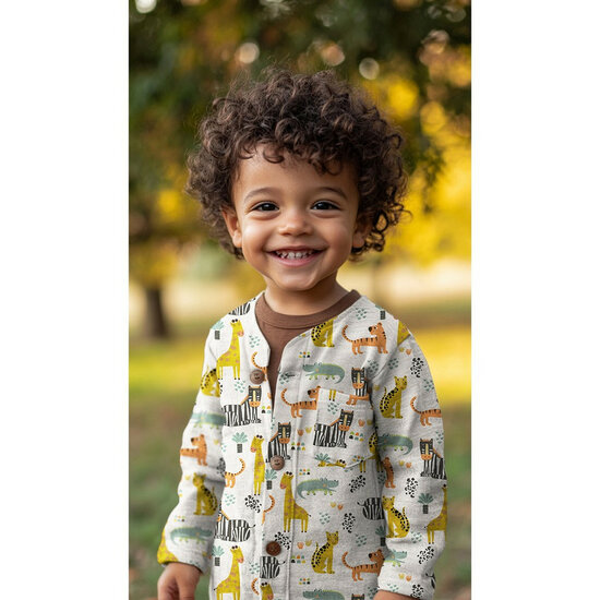 Poplin - Safari Animals - Ecru