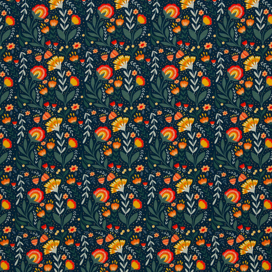 French Terry - Fields of Joy - Blauw