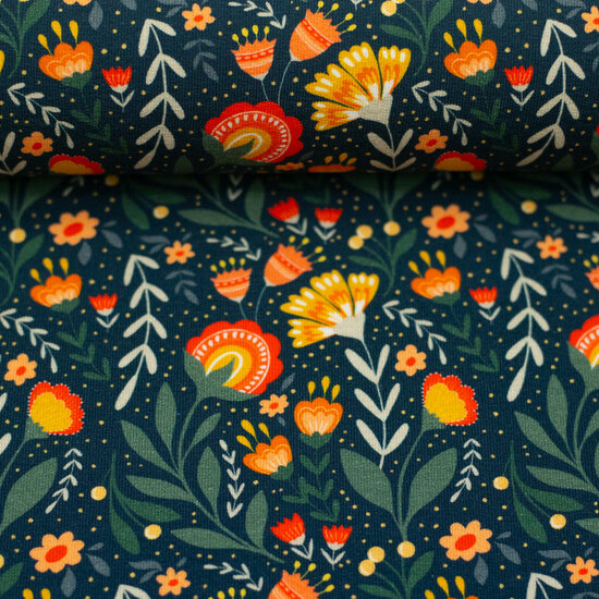 French Terry - Fields of Joy - Blauw