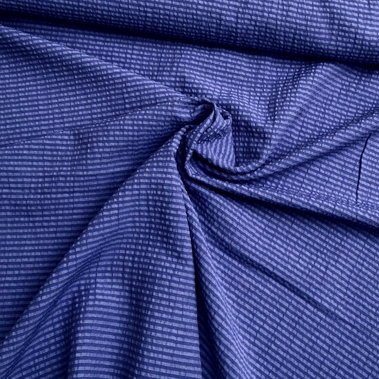 Coupon 0.90m - Seersucker - Stripes - Kobalt