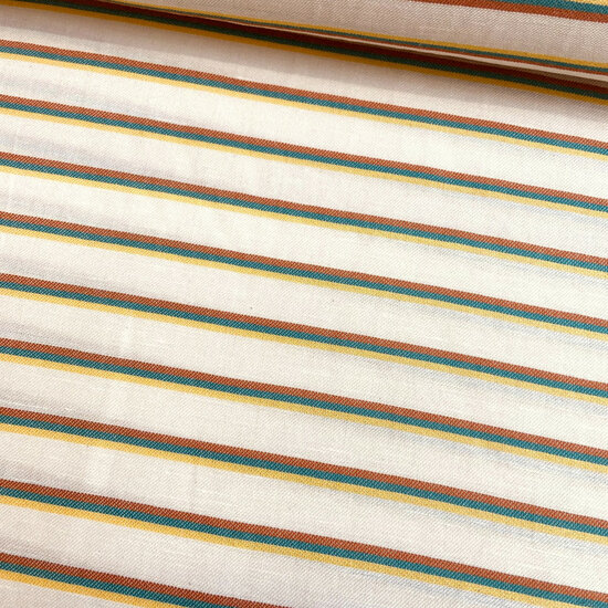 Katoen Viscose - Streepje - Ecru