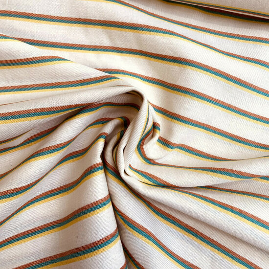 Katoen Viscose - Streepje - Ecru
