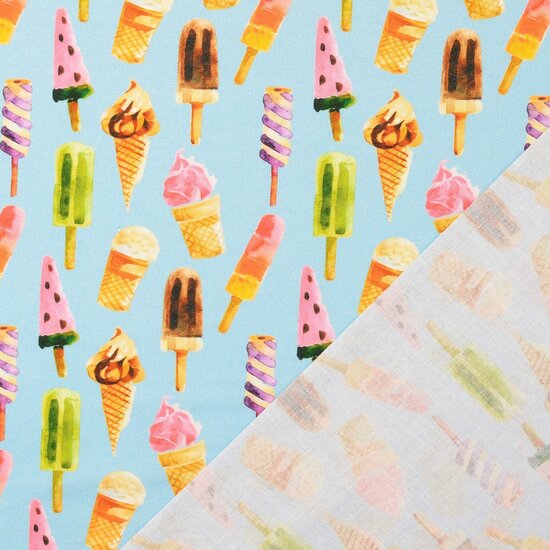 Poplin - Ice Cream - Lichtblauw