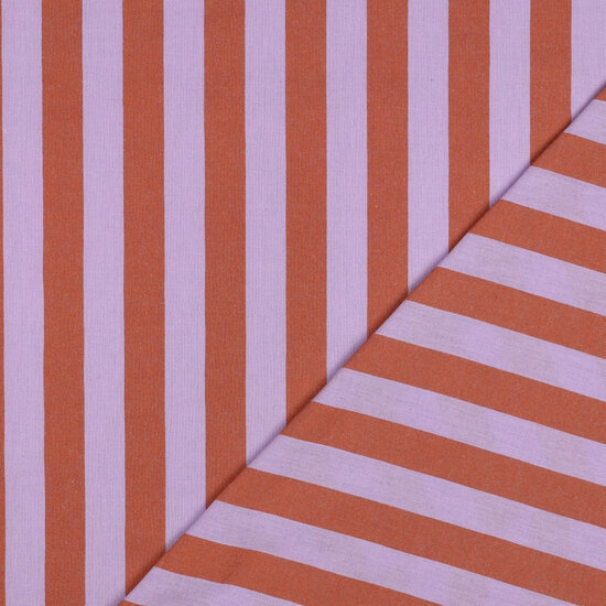 Katoen - Yarn Dyed Stripes - Lavendel-Oranje